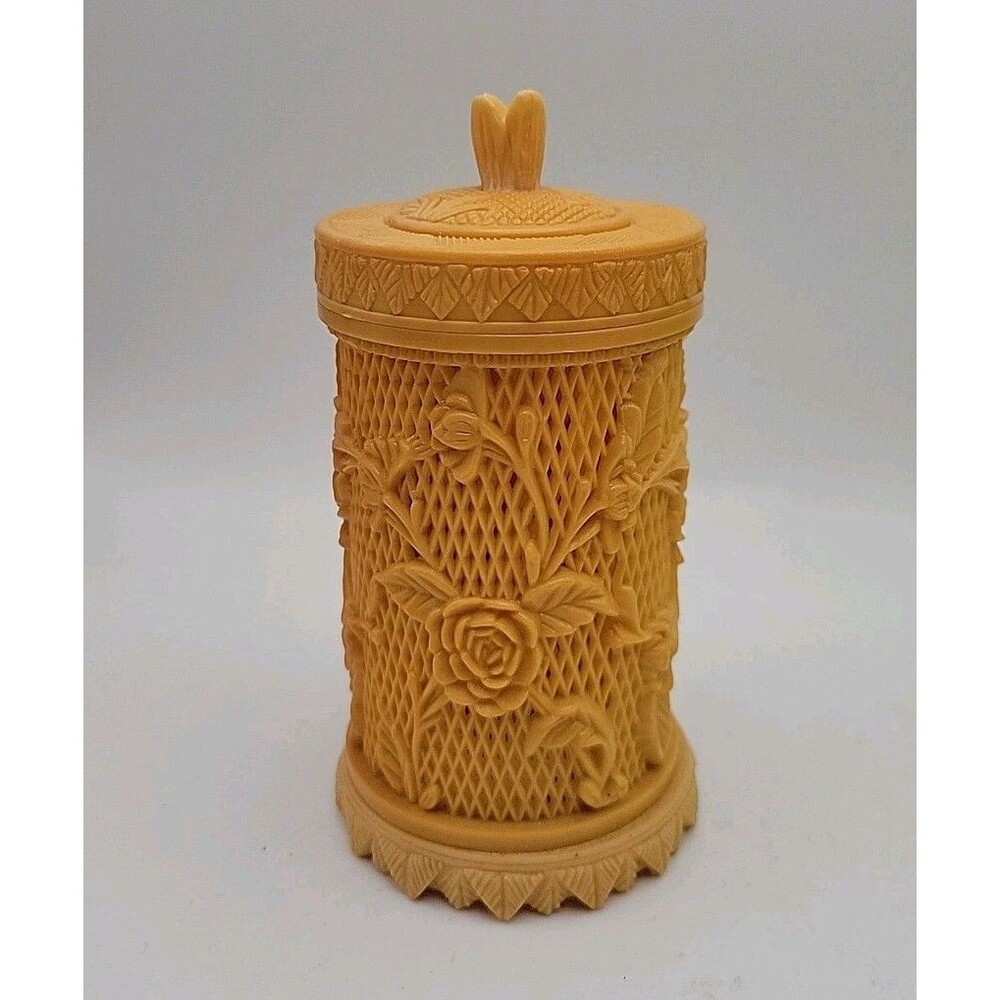 Vintage Plastic Cocktail Fork Holder With 33 Forks Beige MCM Hong Kong 1978